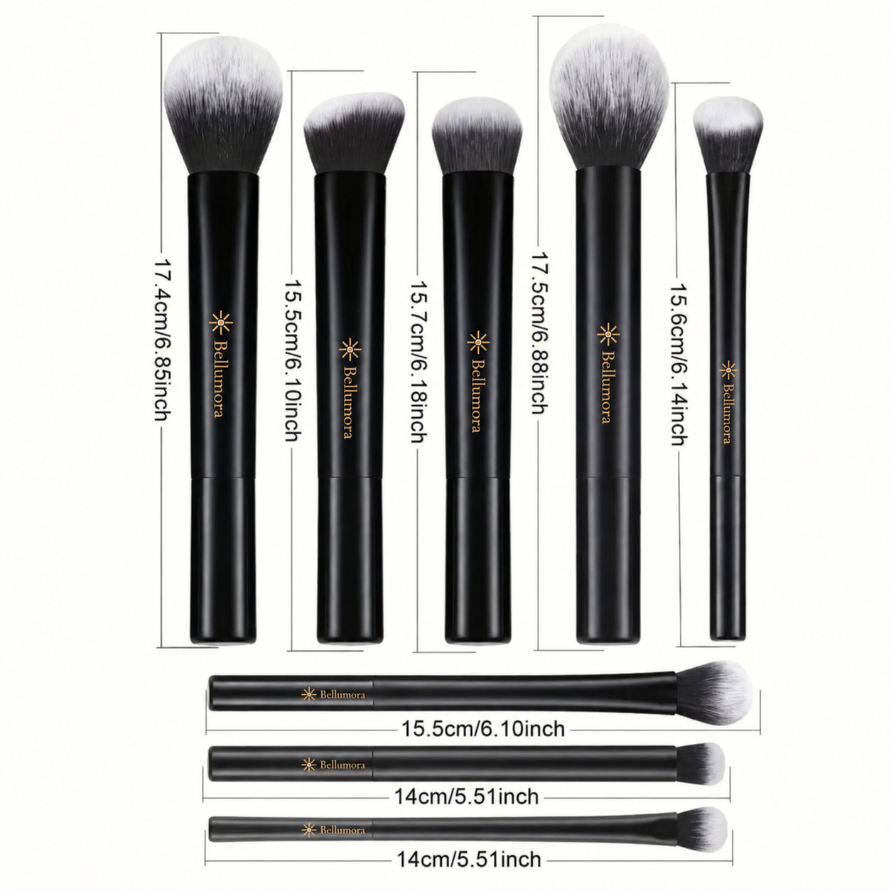 9 Makeup Brushes & Beauty Sponge Set — Face & Eye Brushes