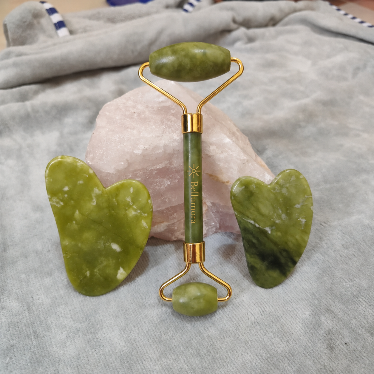Natural Jade Gua Sha & Facial Roller Set